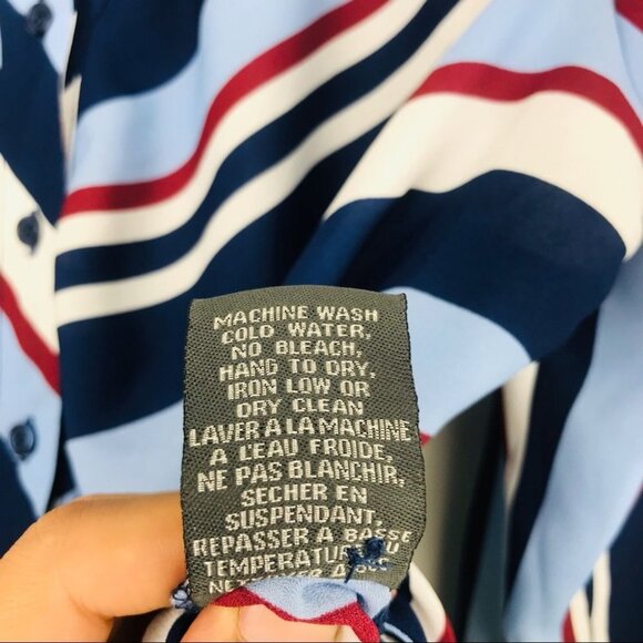 Suzy Shier Striped Tie Front Button  Down Blouse M - Picture 14 of 14